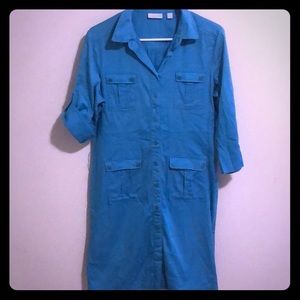 Knee length, button up dress